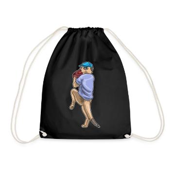 Meerkat Baseball Baseball Glove - Drawstring Bag - black - Front