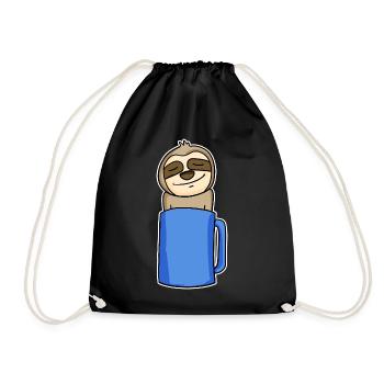 Sloth in a coffee cup - Drawstring Bag - black - Front