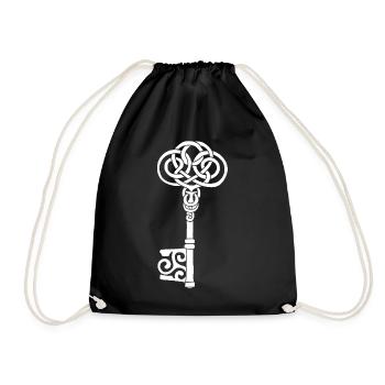 White Celtic Key - Drawstring Bag - black - Front