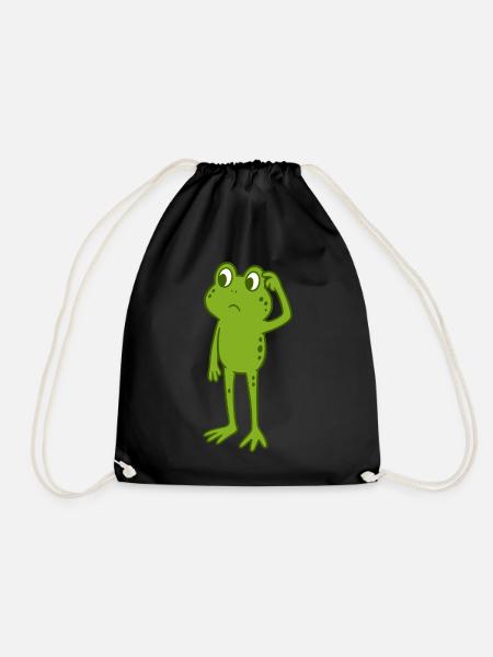 Frosch kratzt sich am Kopf - Turnbeutel - Schwarz