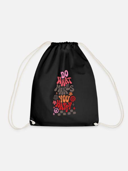 Do What Makes You Happy Retro Spruch - Turnbeutel - Schwarz