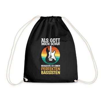 Bass Musiker Bassist Bassisten Geschenk - Turnbeutel - Schwarz - Vorne