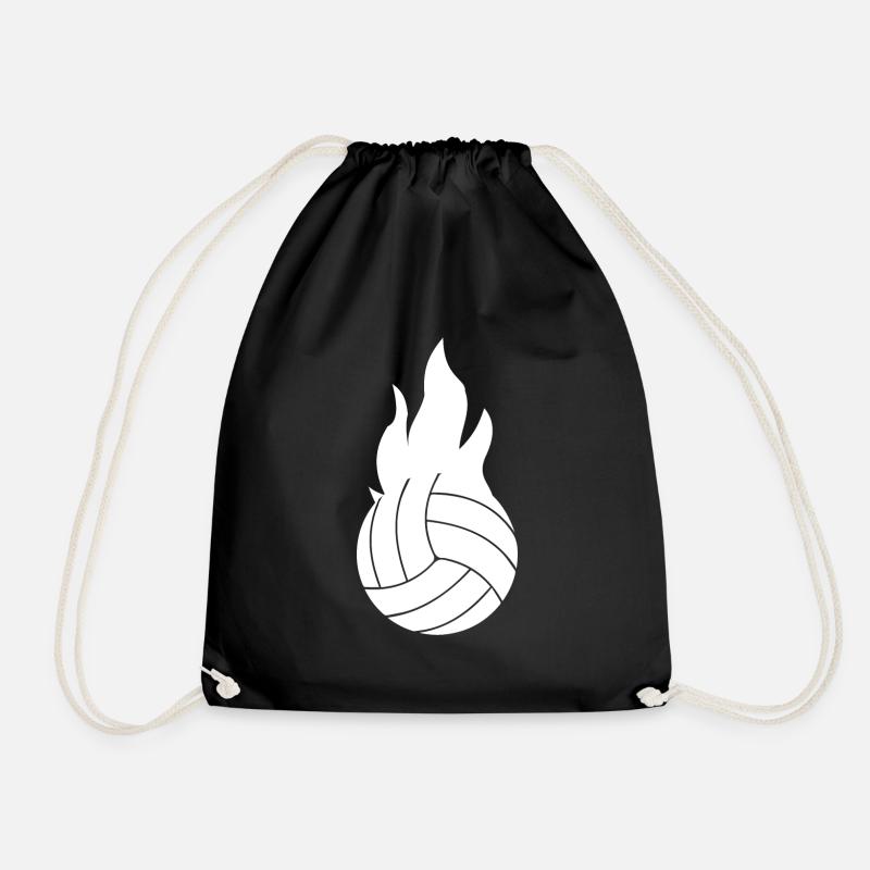Volleyball Flame Design personalisierbar Geschenk - Turnbeutel - Schwarz