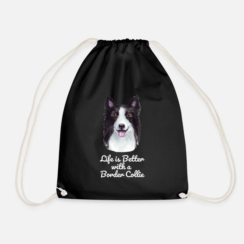 Border Collie - Drawstring Bag - black