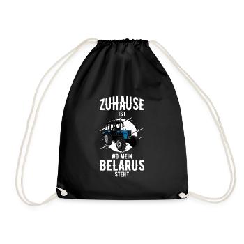 Zuhause ist wo mein Belarus steht Traktor MTZ - Turnbeutel - Schwarz - Vorne