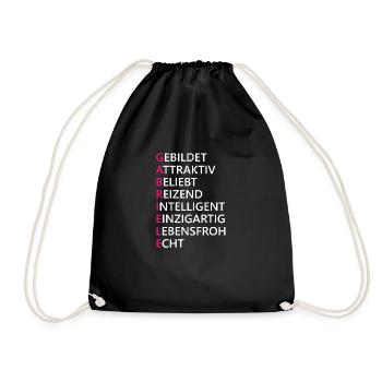 Gabriele Name Geschenk - Turnbeutel - Schwarz - Vorne