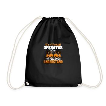 Forklift driver operator funny design - Drawstring Bag - black - Front