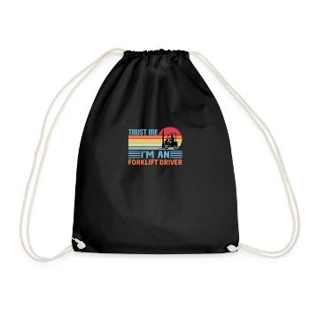 Forklift driver operator funny design - Drawstring Bag - black - Front