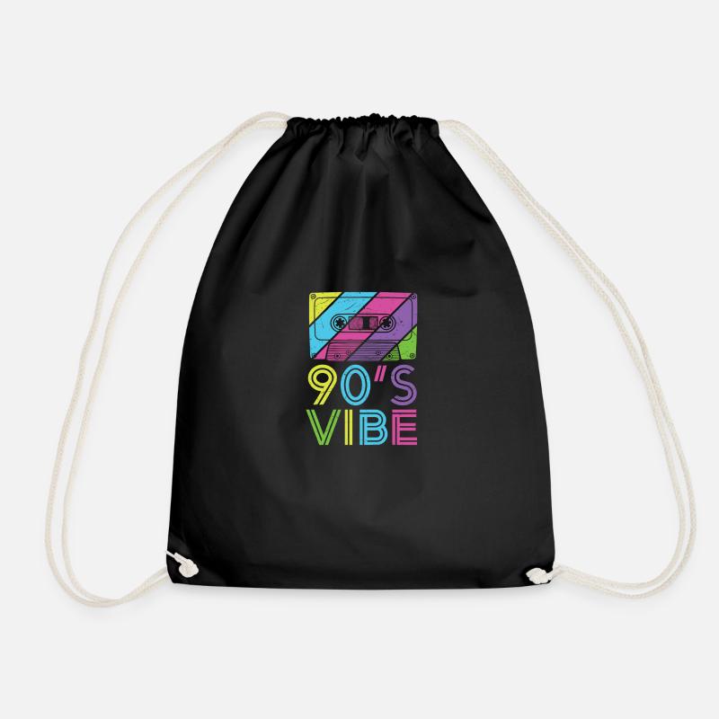 90s Vibe TShirt for 90s Music Lover - Drawstring Bag - black