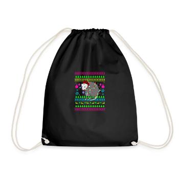 Funny Christmas Outfit Ugly Christmas Opossum - Drawstring Bag - black - Front