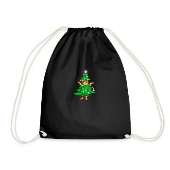 Christmas Animal Light Chain Cap - Drawstring Bag - black - Front