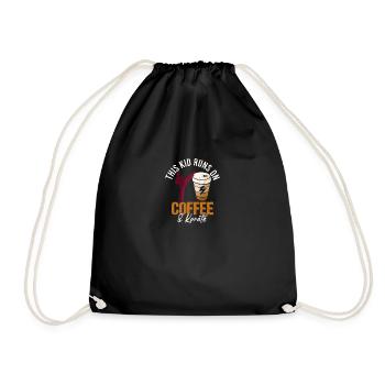 This Kid Runs On Coffee and Karate Sprüche - Turnbeutel - Schwarz - Vorne