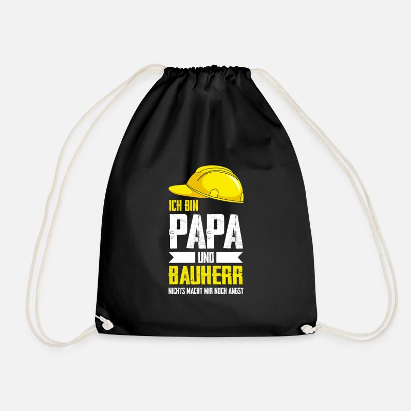 Bauherr Papa Baustelle Geschenk - Turnbeutel - Schwarz