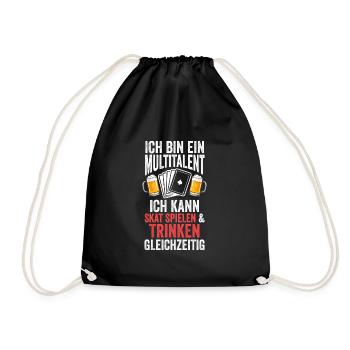 Skat Bier Skatspieler Geschenk - Turnbeutel - Schwarz - Vorne