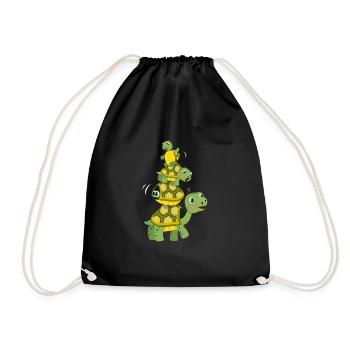 Cute colorful turtle sea creatures - Drawstring Bag - black - Front