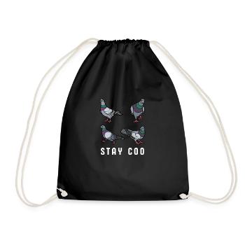 Stay Coo Bird | Funny Cool Pigeon Birding - Drawstring Bag - black - Front