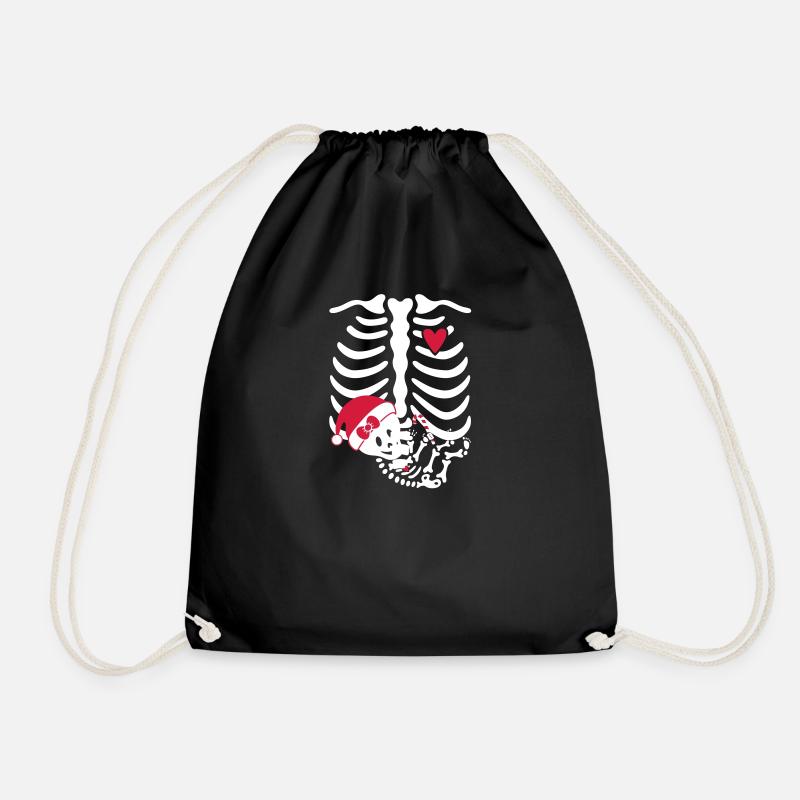 Maternity Skeleton ribcage - Drawstring Bag - black