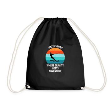 Water skis, water skis, water skiers - Drawstring Bag - black - Front