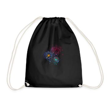 Fireworks,Rockets,Stars,New Year's Eve,Colorful - Drawstring Bag - black - Front