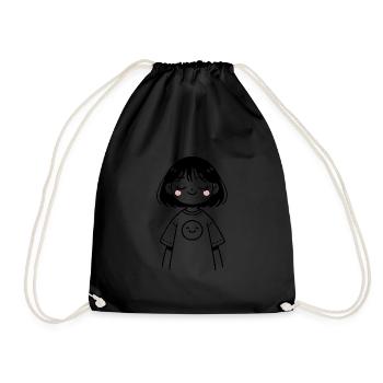 Smiling Girl Minimalist Design - Drawstring Bag - black - Front