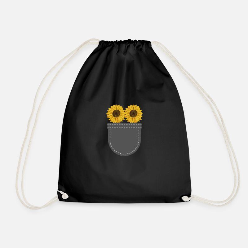 Blumen Blüten Geschenk Brusttasche Sonnenblume - Turnbeutel - Schwarz