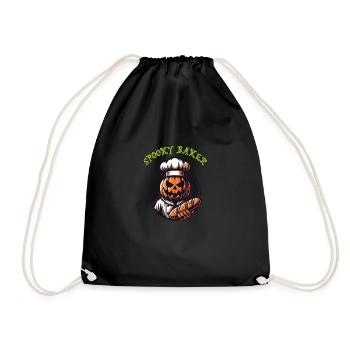 Citrouille d’Halloween avec chapeau de boulanger et pain - Sac de sport léger - noir - Devant