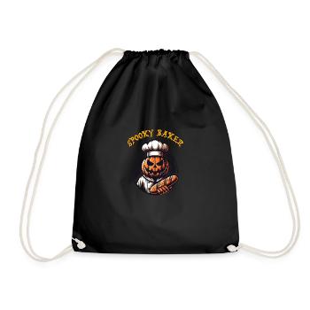 Citrouille d’Halloween avec chapeau de boulanger et pain - Sac de sport léger - noir - Devant