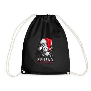 Père Noël noir et feu Coonhound joyeux chien de Noël - Sac de sport léger - noir - Devant