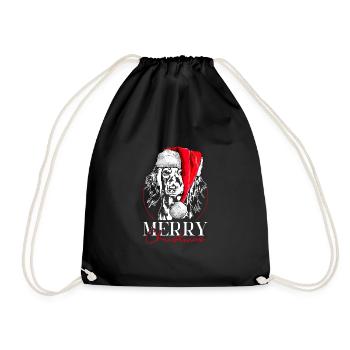 Santa Longhair Dachshund Merry Christmas Wilsigns - Drawstring Bag - black - Front