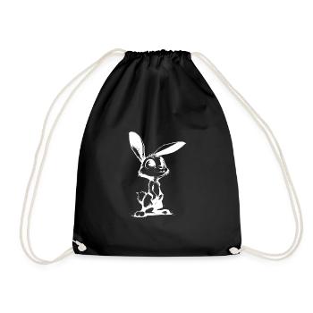 Cute bunny with big eyes and ears - Drawstring Bag - black - Front