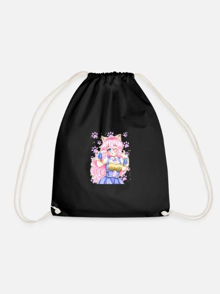 Neko girl - Drawstring Bag - black