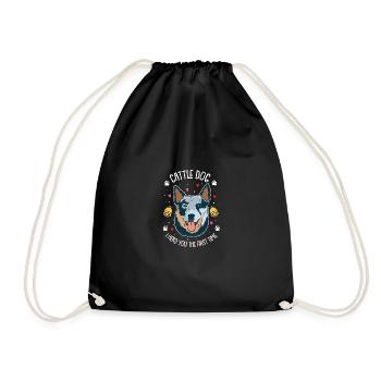 Shepherd Dog Australian Cattle Dog Funny - Drawstring Bag - black - Front