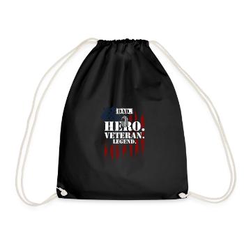 Dad. Hero. Veteran. Laying. - Drawstring Bag - black - Front