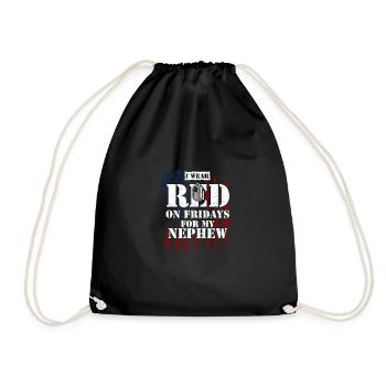 I Wear RED On Fridays For My Nephew - Drawstring Bag - black - Front