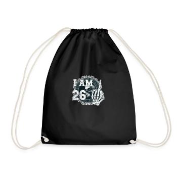 I'm 26 plus 1 middle finger Skull funny 27th - Drawstring Bag - black - Front