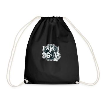 I'm 36 plus 1 middle finger Skull funny 37th - Drawstring Bag - black - Front