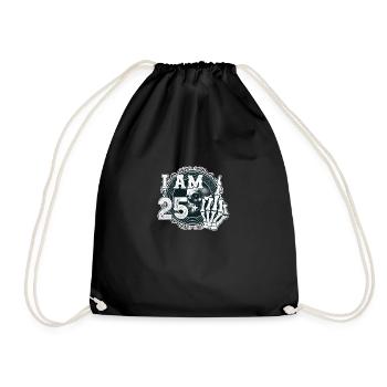 I'm 25 plus 1 middle finger Skull funny 26th - Drawstring Bag - black - Front