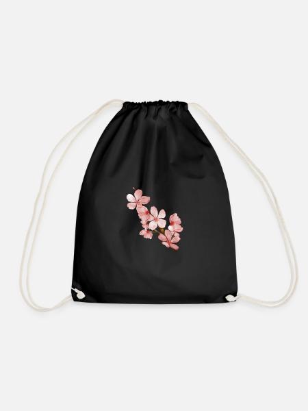 Cherry blossom - Drawstring Bag - black