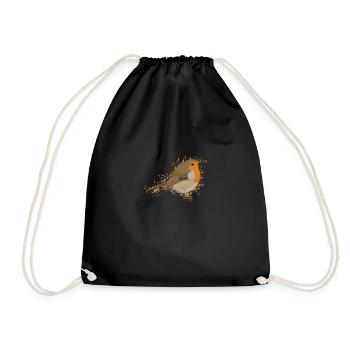 Robin Bird Bird Lover Birdwatcher - Drawstring Bag - black - Front