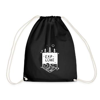 Brusttasche "Explore" Motiv Geschenk Idee weiss - Turnbeutel - Schwarz - Vorne