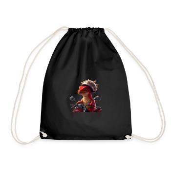 Happy Dino - Drawstring Bag - black - Front