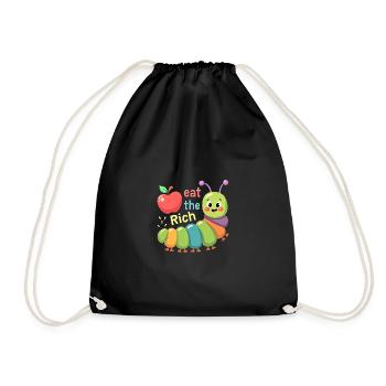 Eat The Rich Hungry Cute Caterpillar Worm - Drawstring Bag - black - Front