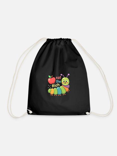 Eat The Rich Hungry Cute Caterpillar Worm - Turnbeutel - Schwarz