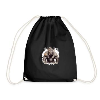 Rhino Muscles - Drawstring Bag - black - Front