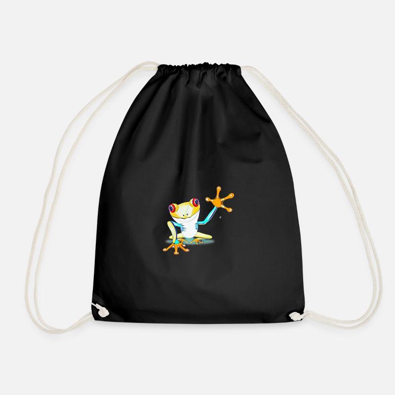 Frog colorful - Drawstring Bag - black