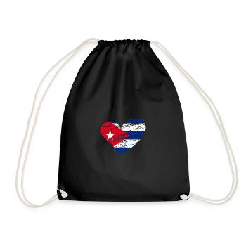 Cuba with heart - Drawstring Bag - black - Front