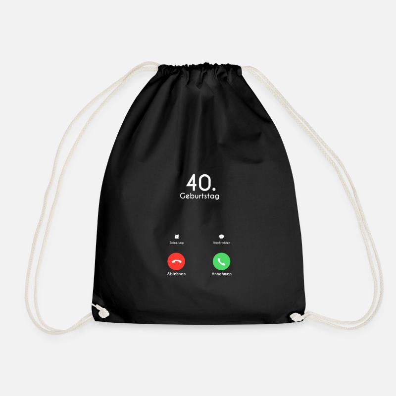 40th Birthday Phone Call Call - Drawstring Bag - black