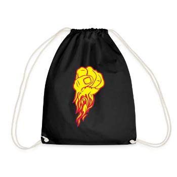 Fist flame fire close flamme finger fight - Drawstring Bag - black - Front