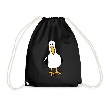 curious moeve funny beach - Drawstring Bag - black - Front