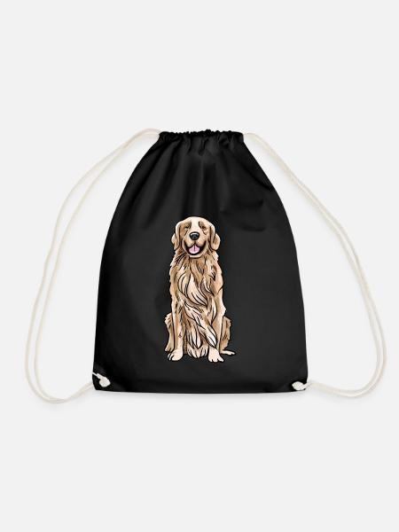 Golden Retriever - Drawstring Bag - black